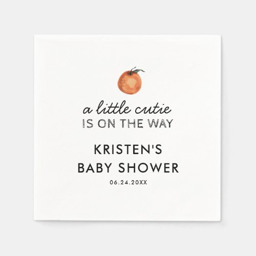 Orange Little Cutie Clementine Baby Shower Napkins