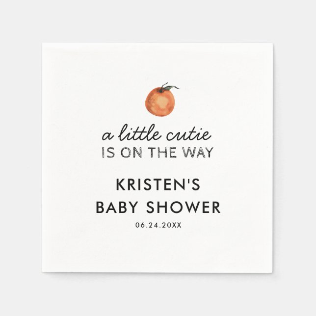 Orange Little Cutie Clementine Baby Shower Napkins (Front)