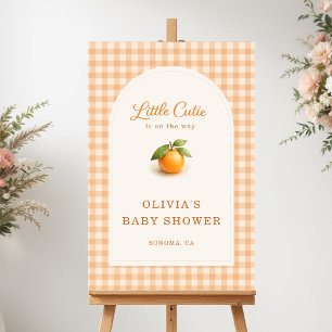 Orange Little Cutie Gingham Baby Shower Welcome Foam Board