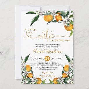 Orange Little Cutie is on the way Baby Shower Invi Invitation