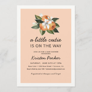 Orange Little Cutie Is On The Way Baby Shower Invitation