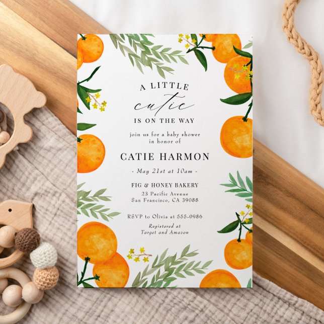 Orange Little Cutie on the Way Baby Shower Invitation (Creator Uploaded)