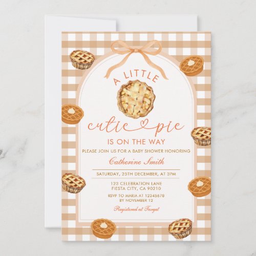 Orange Little Cutie Pie Is on the Way Baby Shower Invitation