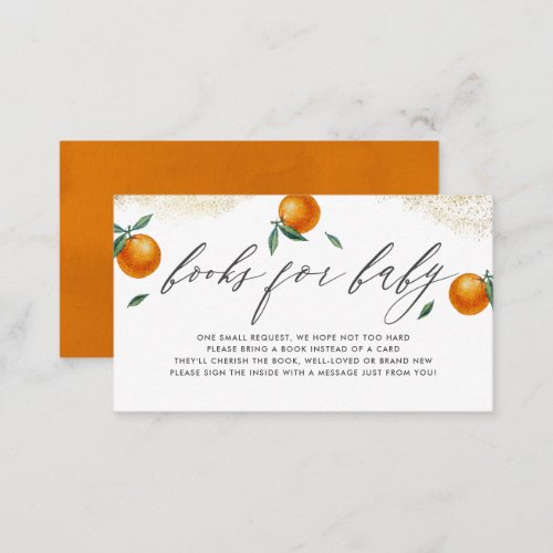 Orange Little Cutie Script Books For Baby Enclosure Card