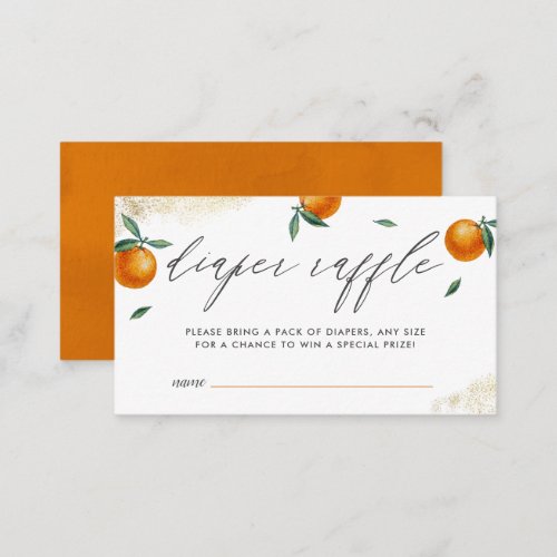 Orange Little Cutie Script Diaper Raffle Ticket Enclosure Card