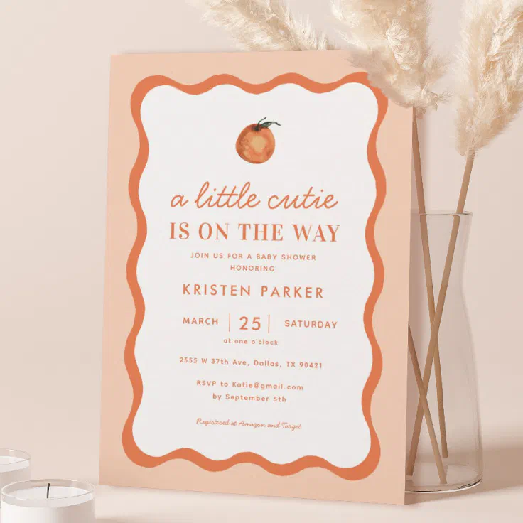 Orange Little Cutie Tangerine Baby Shower Invitation Zazzle