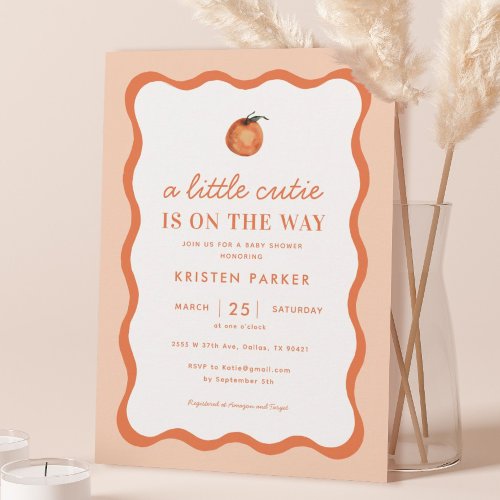 Orange Little Cutie Tangerine Baby Shower Invitation