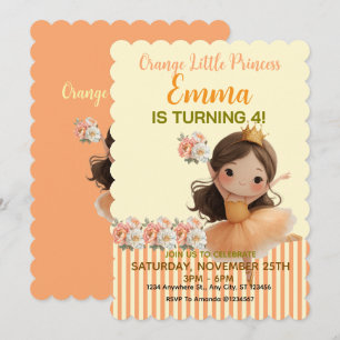Orange Little Princess Ball Invitation