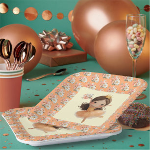 Orange Little Princess Ball Paper Plates