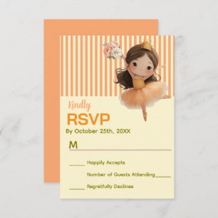 Orange Little Princess Ball RSVP Card
