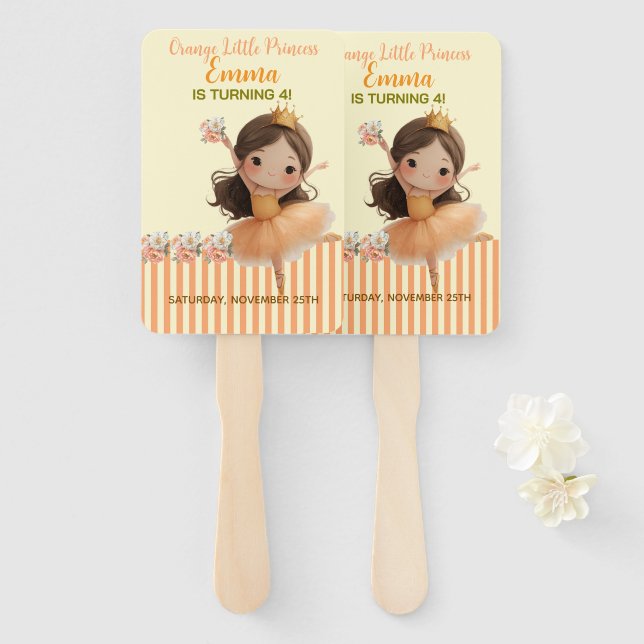 Orange Little Princess Ball Set of Fans (Front and Back)