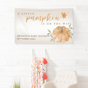 Orange Little Pumpkin Autumn Fall Baby Shower Banner