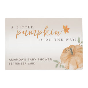 Orange Little Pumpkin Autumn Fall Baby Shower  Placemat