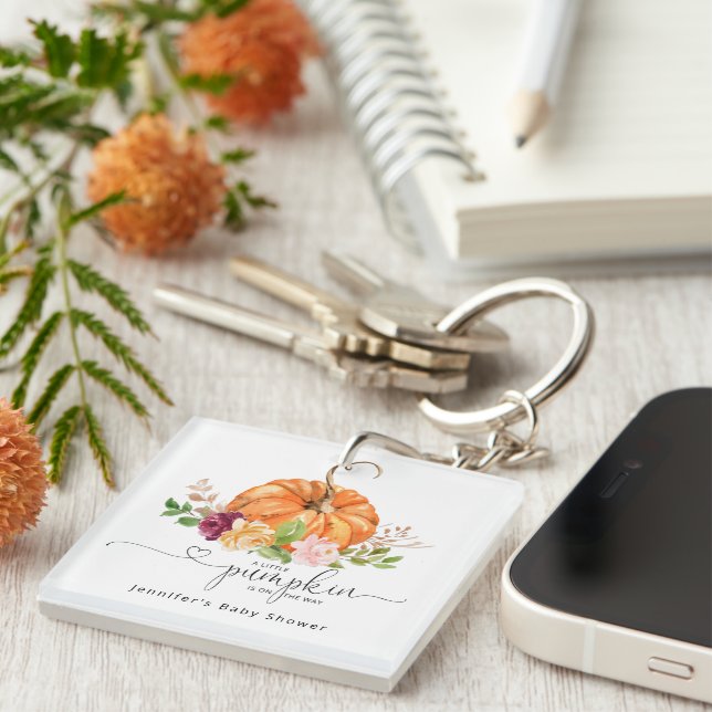 Orange little pumpkin baby shower Acrylic Keychain











