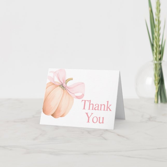 Orange Little Pumpkin Baby Shower Thank You Card (Front)