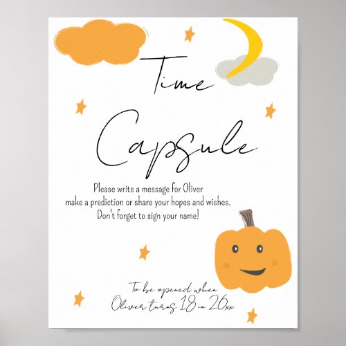 Orange Little Pumpkin Birthday Party Time Capsule Poster