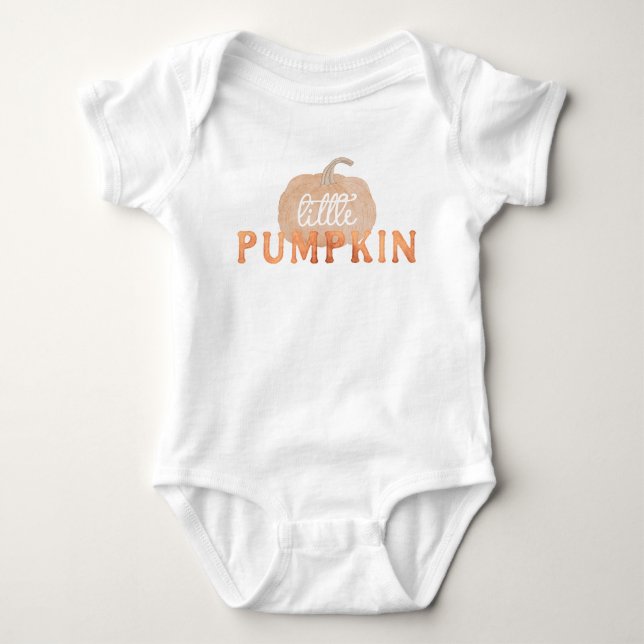 Orange Little Pumpkin Fall Baby First Birthday Baby Bodysuit (Front)