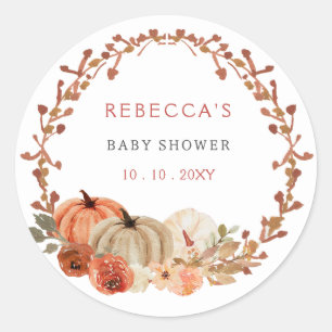 Orange Little Pumpkin Gender Neutral Baby Shower Classic Round Sticker