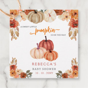 Orange Little Pumpkin Gender Neutral Baby Shower Favor Tags