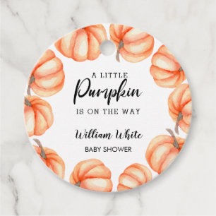  Orange Little Pumpkin Halloween Fall Baby Shower  Favor Tags
