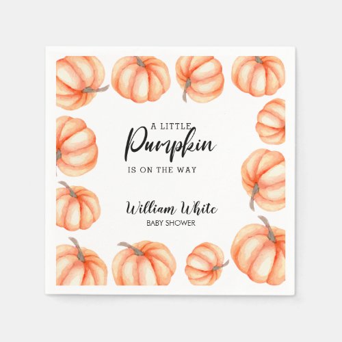  Orange Little Pumpkin Halloween Fall Baby Shower  Napkins