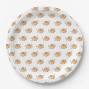 Orange Little Pumpkin Pattern Autumn  Paper Plates