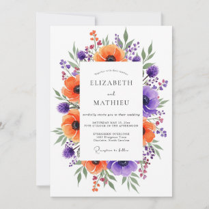 Orange Lively Botanical Wedding Invitation