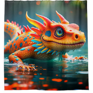 Orange Lizard Shower Curtain