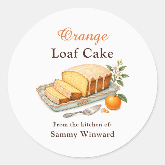 Orange Loaf Cake Gift Label (Front)