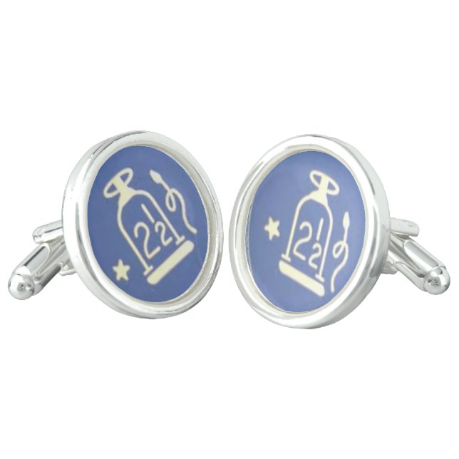 Orange Lodge Round Cufflinks (Angled)