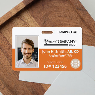 Orange Logo Entry Employee Photo ID Badge