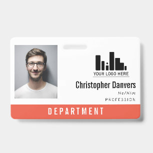 Orange Logo Personal Pronouns Office Employee Badge