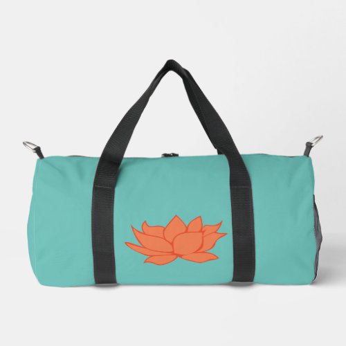 Orange Lotus Flower Duffle Bag