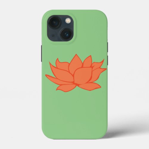 Orange Lotus Flower _ Green iPhone 13 Mini Case