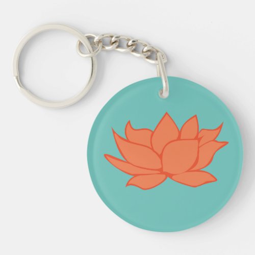 Orange Lotus Flower Keychain