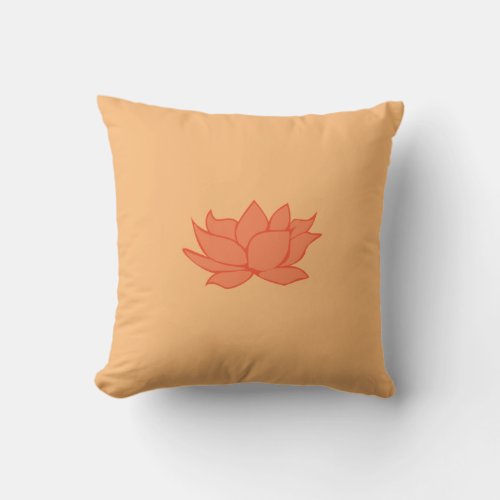 Orange Lotus Throw Pillow