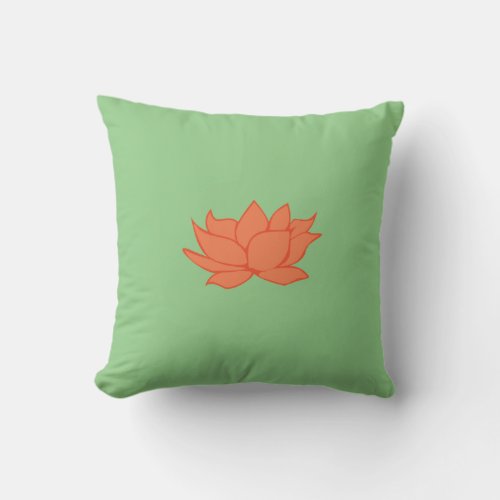 Orange Lotus Throw Pillow _ Green