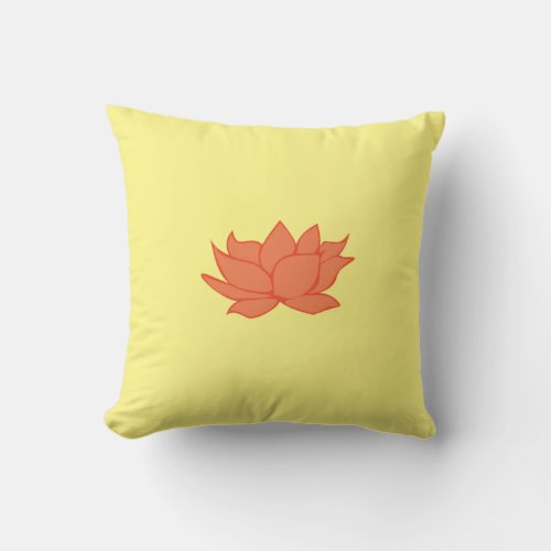 Orange Lotus Throw Pillow _ Yellow