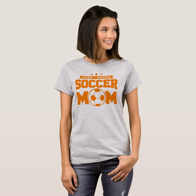 Orange Loud Proud Soccer Design T-Shirt (Front Full)