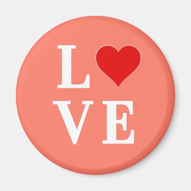 Orange LOVE and Heart Elegant Romantic Magnet (Front)