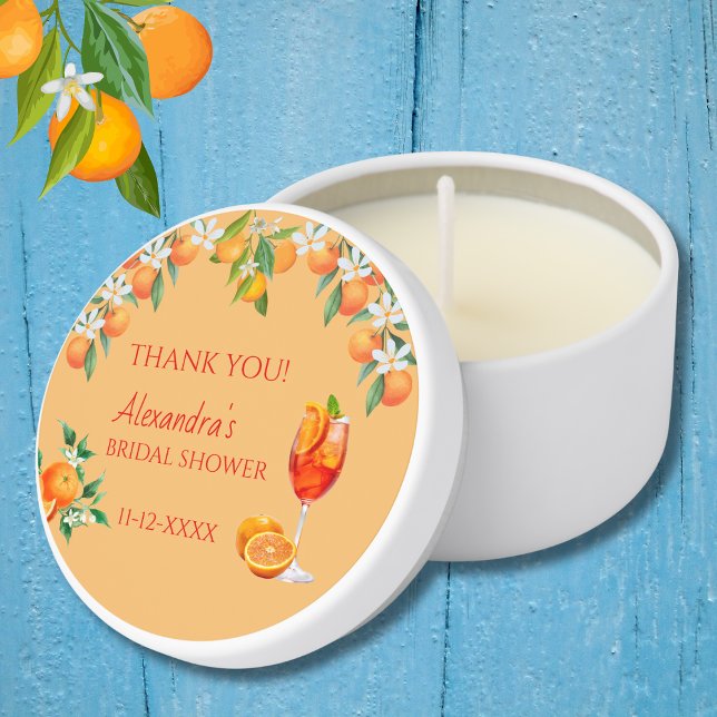 Orange Love at First Spritz Bridal Shower  Mini Candle Favors (Creator Uploaded)