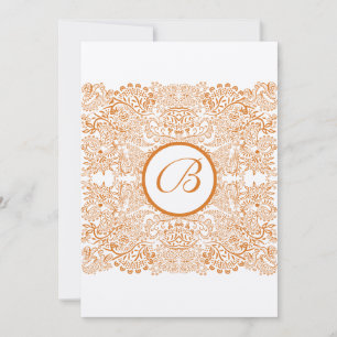 Orange Love Birds Reflections Wedding Invitation
