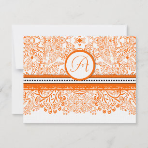 Orange Love Birds Wedding Invitation