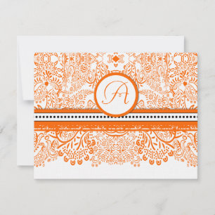 Orange Love Birds Wedding Invitation