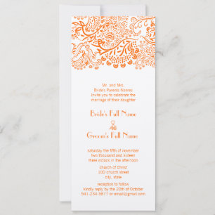 Orange Love Birds Wedding Invitation