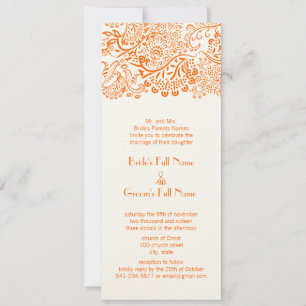 Orange Love Birds Wedding Invitation