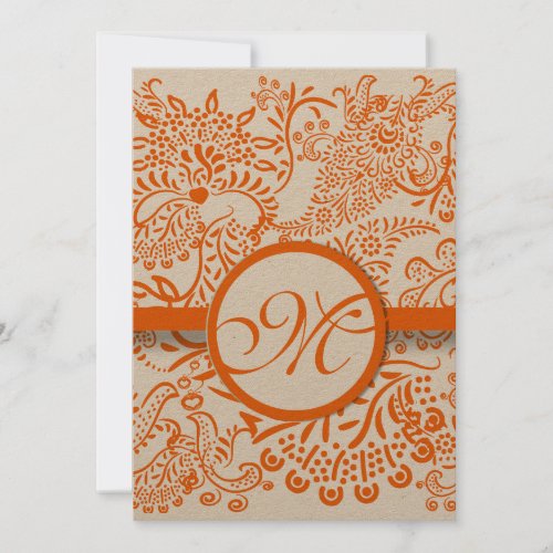 Orange Love Birds Wedding Invitation