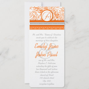 Orange Love Birds Wedding Invitation