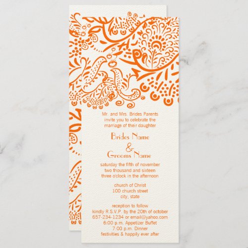 Orange Love Birds Wedding Invitation