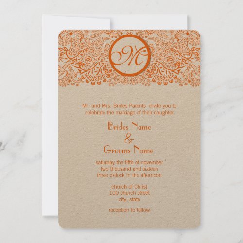 Orange Love Birds Wedding Invitation Thin Band